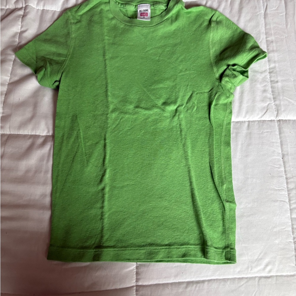 Re/Done Green Short Sleeve Tee Classic Cotton